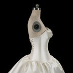 Classic White Satin Strapless Ball Gown Wedding Dress with Veil SW191