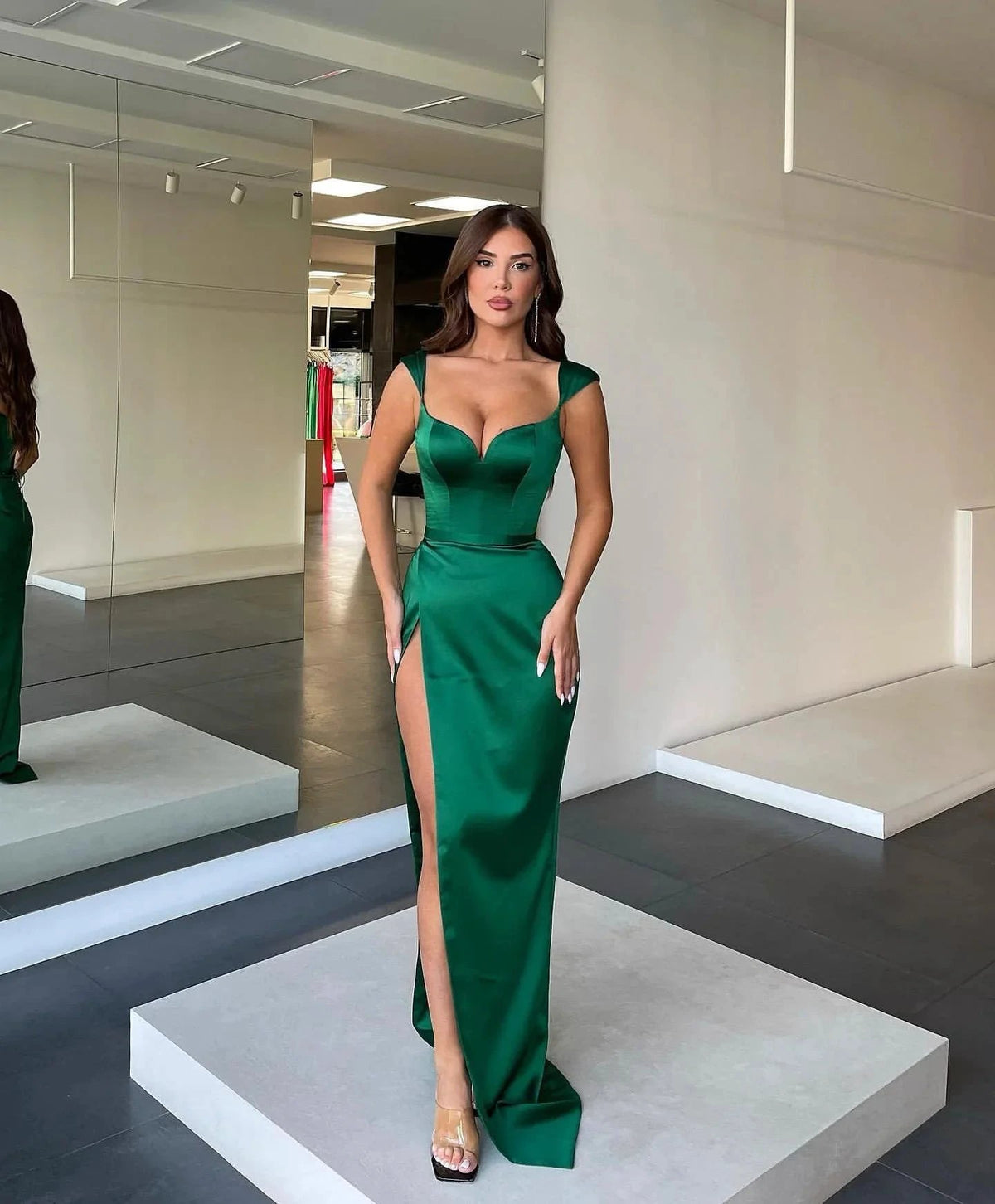 Long Mermaid Sweetheart Satin Prom Dress with Split by BIZTUNNEL