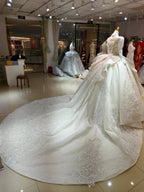 Ivory Gilded Butterfly Ballgown Crystal-Embroidered Bust & Fringed Collar by ZAPDRESS