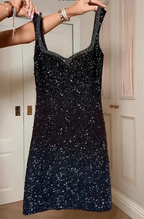 Black Sequins with Spaghetti Straps Short Prom Dress by BIZTUNNEL