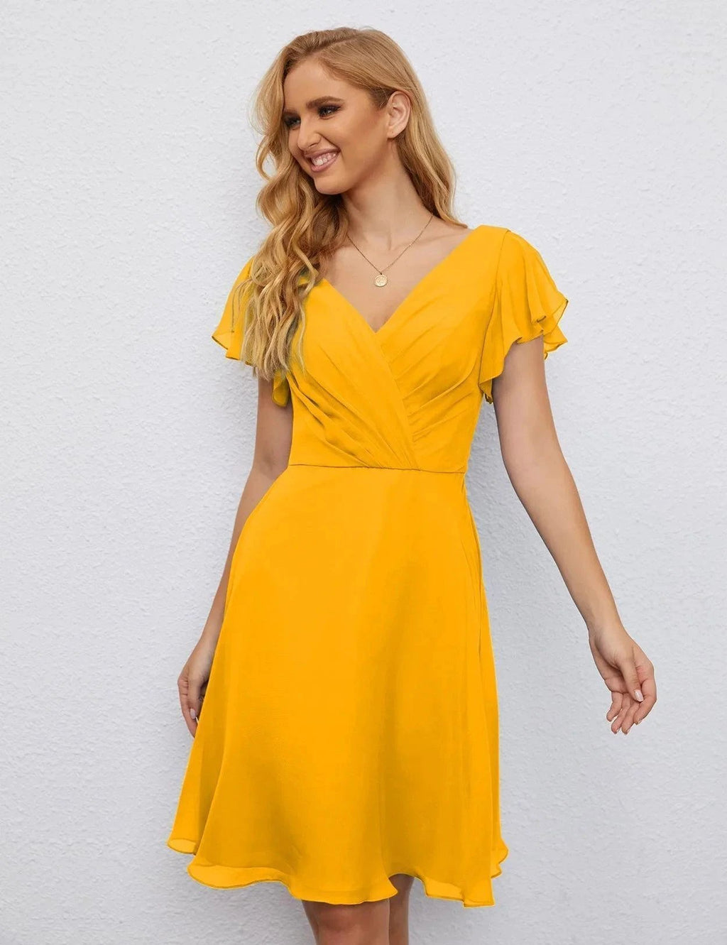 Numbersea U Back Homecoming Dress Formal Prom Dress Knee Length Short Sleeves Cocktail Party Dress 28077 by numbersea
