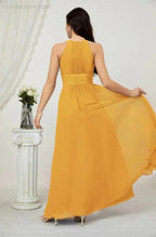 Numbersea Formal Party Gown Dress Chiffon Halter Long Sleeveless Bridesmaid Dresses 2802 by numbersea