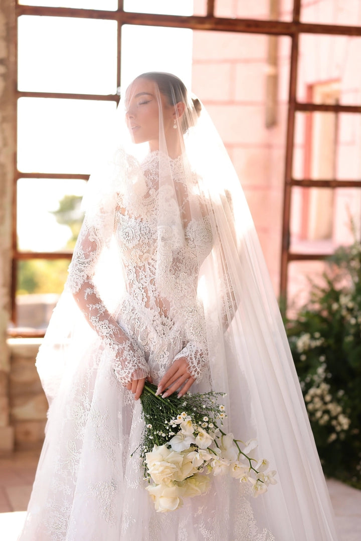 Designer Wedding Dresses A Line Lace Wedding Dresses With Sleeves