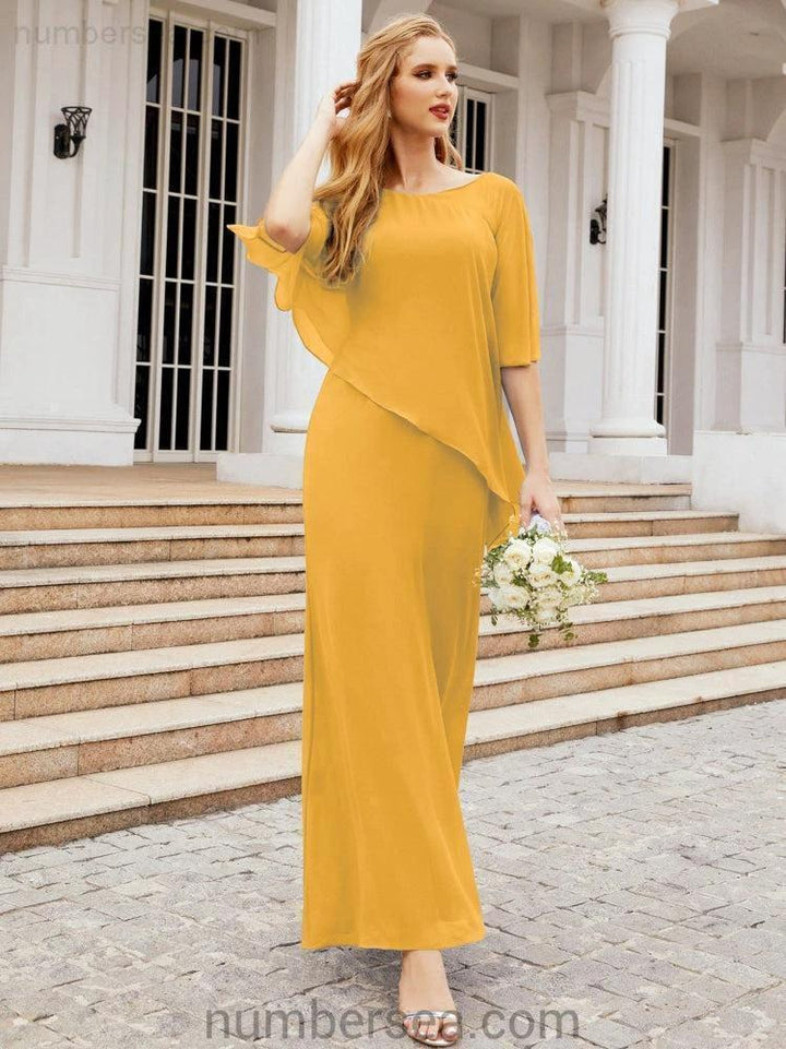 Sunnderly Formal Party Gown Dress Long Mother of The Bride Dresses with Ruffle Cape SY28026 by numbersea