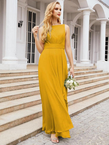 Numbersea Bridesmaid Dresses for Wedding Ruffles Long Formal Prom Gowns 28039