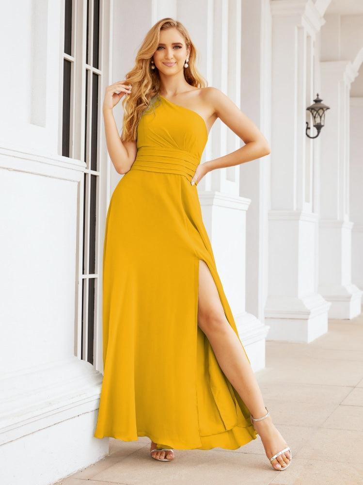 Numbersea One Shoulder Bridesmaid Dresses Long Formal Prom Gowns 28048