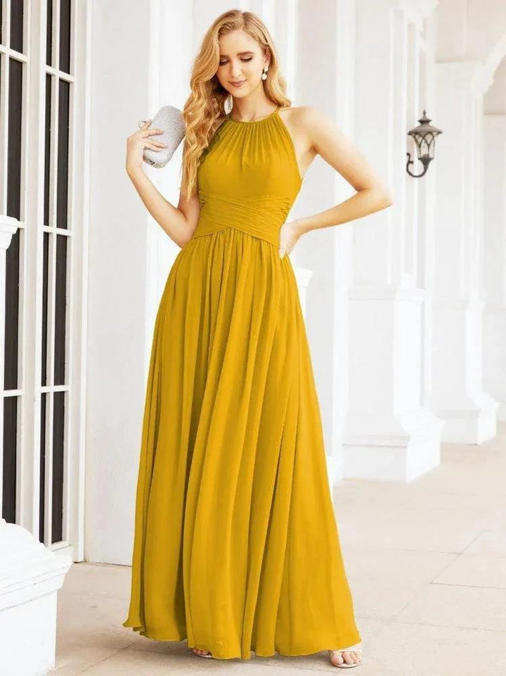 Numbersea Sleeveless Bridesmaid Dresses Long Prom Gown Zipper with Keyhole Back 28056 by numbersea