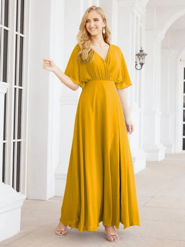 Robe de demoiselle d'honneur Numbersea à col en V en mousseline, longue, dos ouvert, robe de soirée formelle pour femmes, fête 28067