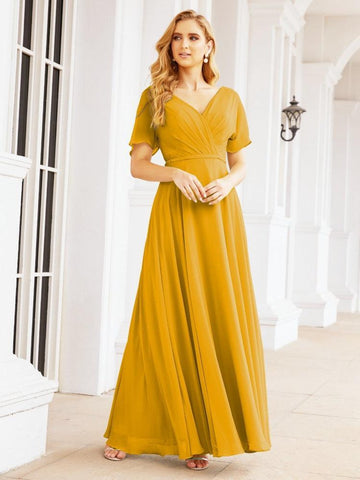 Numbersea Formal Prom Gowns for Mother of The Bride Short Sleeves Bridesmaid Dress 28049