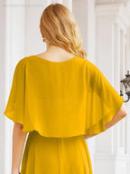 Numbersea Bridesmaid Dresses for Wedding Formal Evening Party Prom Gown with Cape 28050