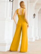 Numbersea Crisscross Neck Jumpsuit Formal Evening Dress Long Bridesmaid Dresses Bell-bottomed Pants 28033 by numbersea