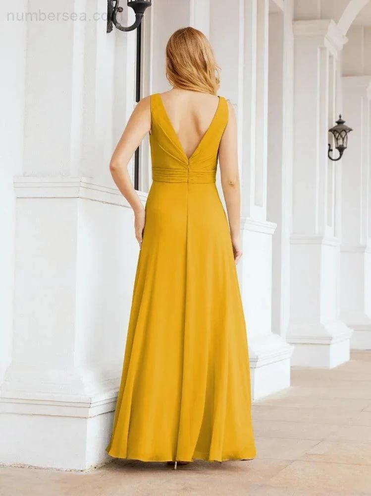 Numbersea Bridesmaid Dresses for Wedding Ruffles Long Formal Prom Gowns 28039 by numbersea