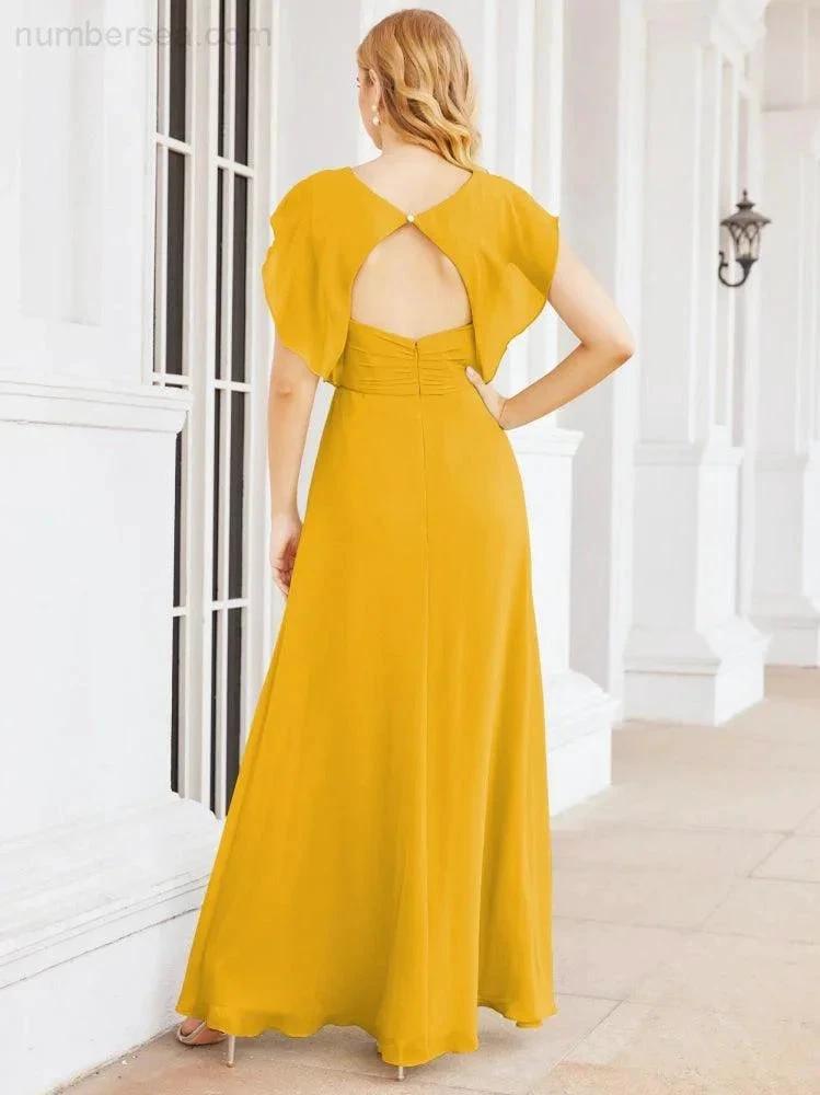 Sunnderly Bridesmaid Dresses Cape Formal Prom Dress Open Back Gowns for Mother of The Bride SY28058 by numbersea