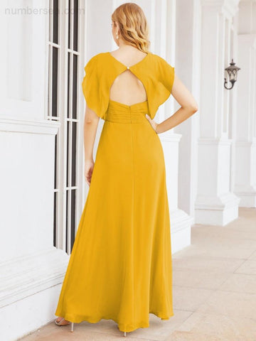 Sunnderly Bridesmaid Dresses Cape Formal Prom Dress Open Back Gowns for Mother of The Bride SY28058