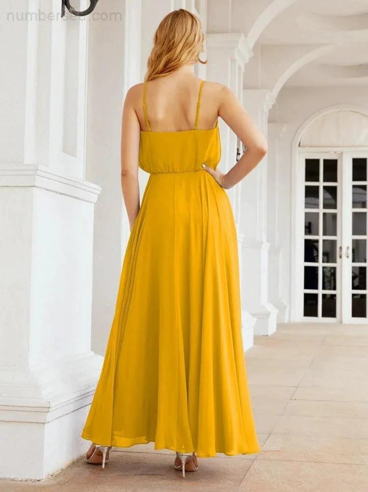 Numbersea Halter Long Bridesmaid Dresses Formal A line Juniors Dress 28029 by numbersea