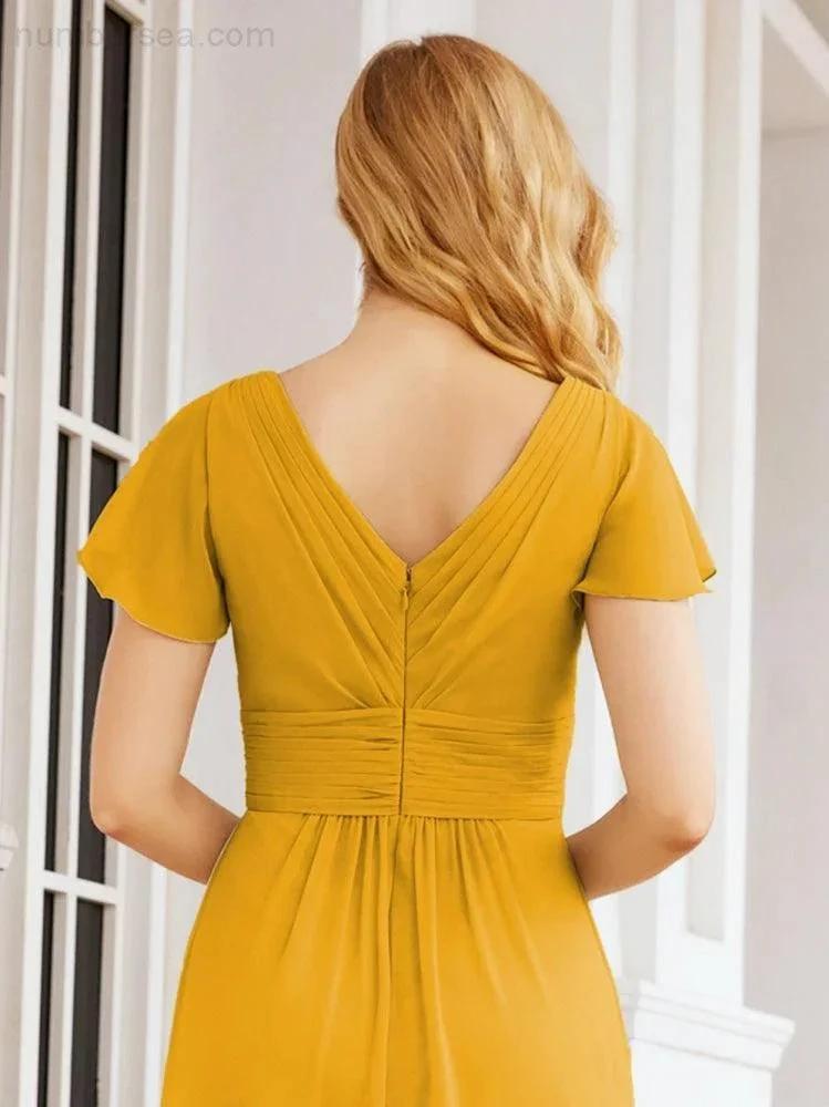 Numbersea Formal Prom Gowns for Mother of The Bride Cap Sleeves Bridesmaid Dress 28047 by numbersea