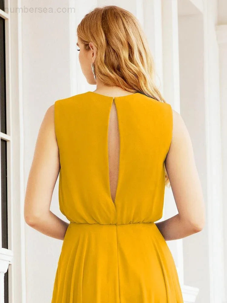 Numbersea Sleeveless Long Bridesmaid Dress A line Formal Evening Prom Gown 28025