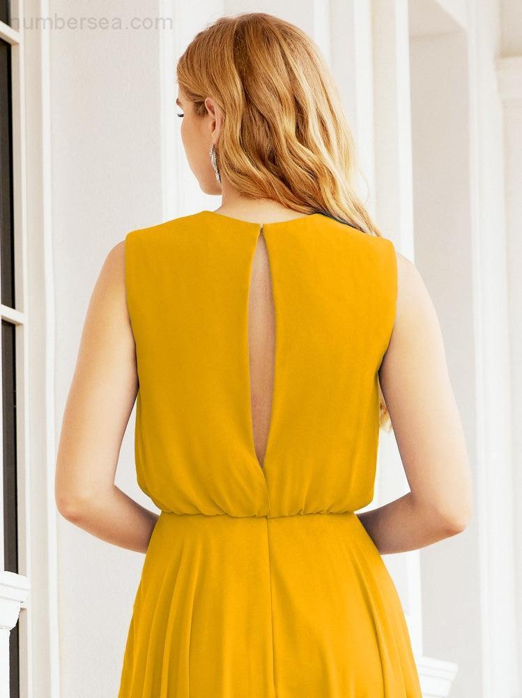 Numbersea Sleeveless Long Bridesmaid Dress A line Formal Evening Prom Gown 28025