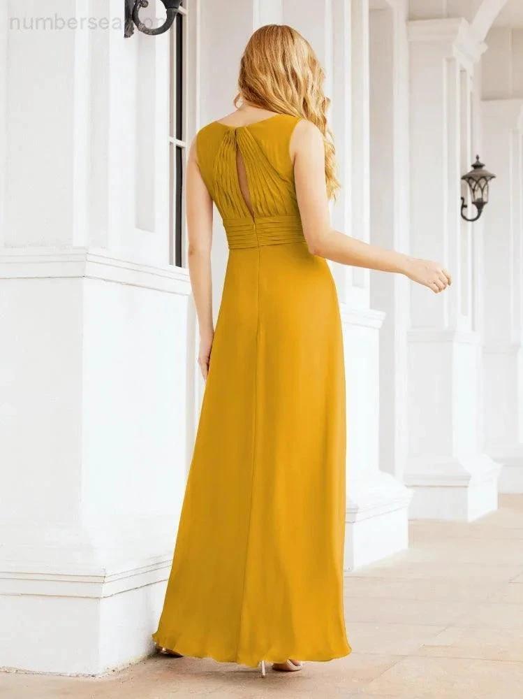 Formal Prom Gown Elegant V-Neck Sleeveless Bridesmaid Dresses for Wedding Party 28037 by numbersea