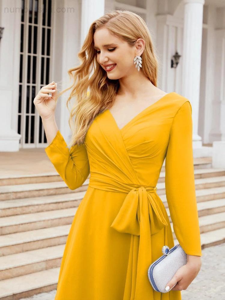 Bridesmaid Dress V-Back Waist Belt Mother of the Bride Wedding Guest SY28031 by numbersea