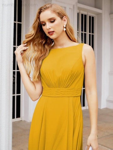 Numbersea Bridesmaid Dresses for Wedding Ruffles Long Formal Prom Gowns 28039