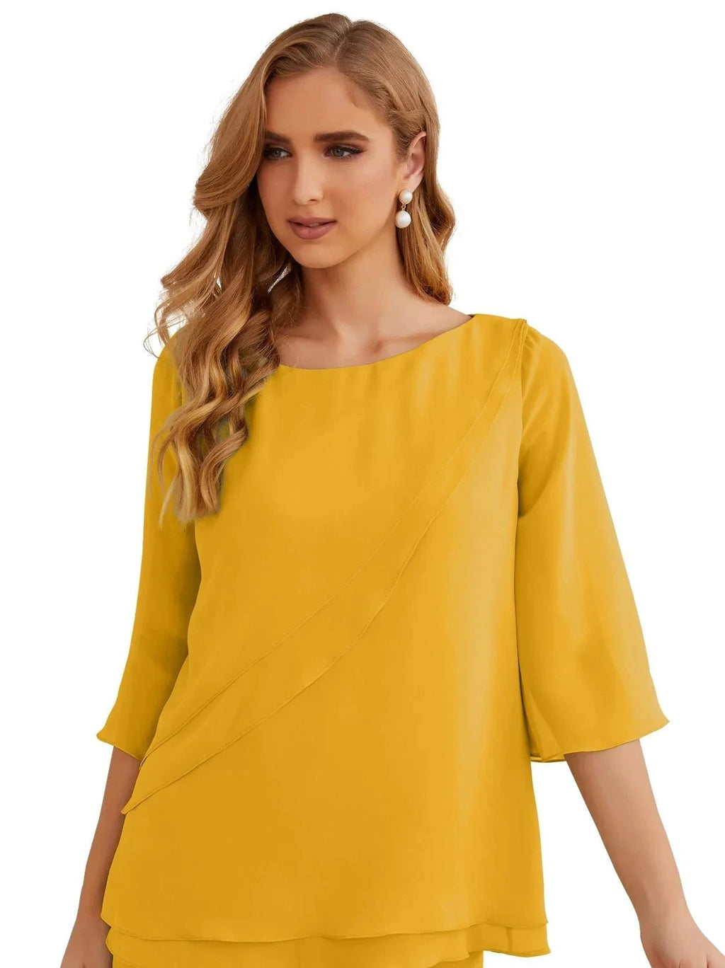 Sunnderly Elegant 2 Piece Mother of The Bride Dress Plus Size Pant Suits Ruffle Layers Sliver Housecoat SY28064 by numbersea