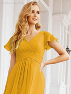 Numbersea Formal Prom Gowns for Mother of The Bride Cap Sleeves Bridesmaid Dress 28047 by numbersea