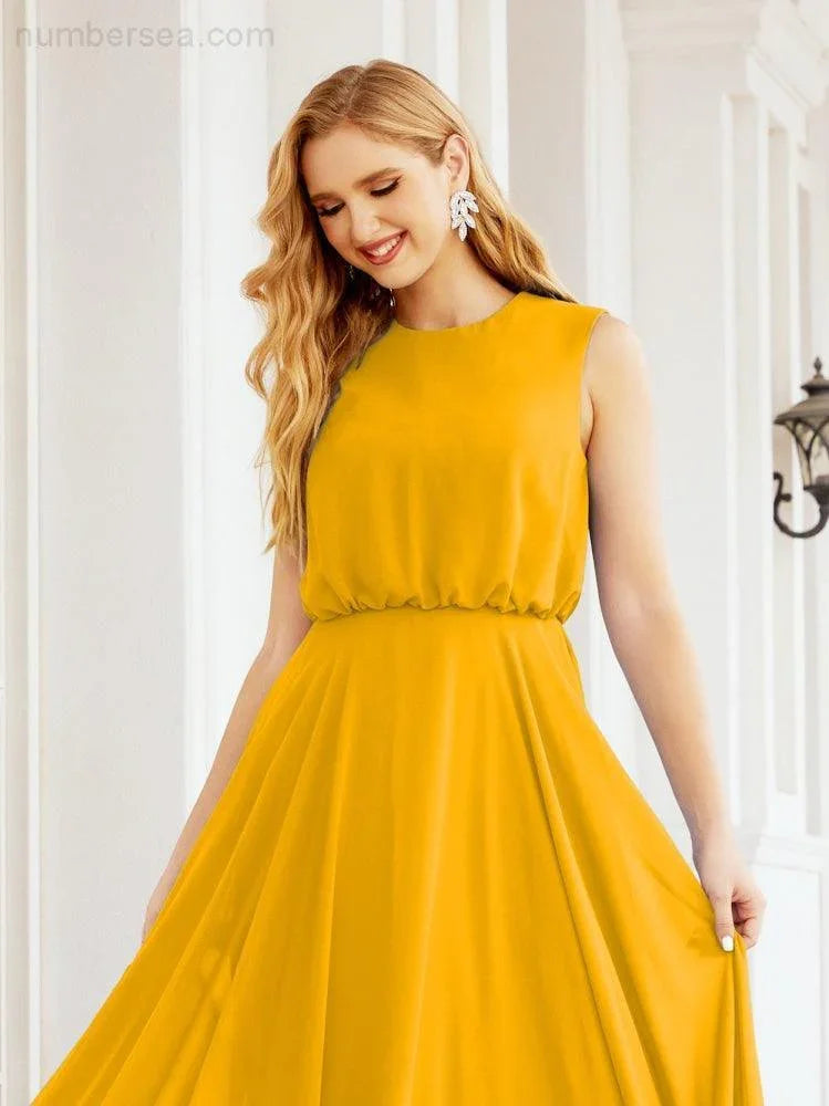 Numbersea Sleeveless Long Bridesmaid Dress A line Formal Evening Prom Gown 28025