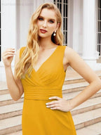 Formal Prom Gown Elegant V-Neck Sleeveless Bridesmaid Dresses for Wedding Party 28037 by numbersea