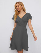 Numbersea U Back Homecoming Dress Formal Prom Dress Knee Length Short Sleeves Cocktail Party Dress 28077 by numbersea