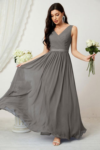 Women's Chiffon Long Bridesmaid Dresses A line Sleeveless Formal Prom Gown for Evening Party Homecoming Dresses 2808