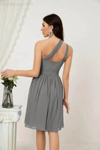 Numbersea Women Chiffon Short One Shoulder Bridesmaid Dress Formal Dresses for Party Homecoming 2804 by numbersea