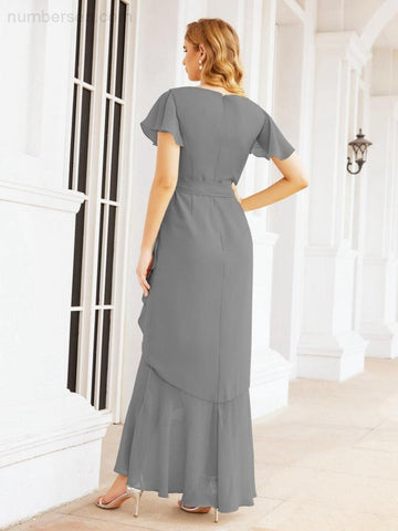 Numbersea Ruffled Bridesmaid Dresses Mermaid Formal Violin Evening Party Prom Gowns 28042