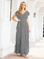 Ruffled Bridesmaid Dresses with Sleeves Long Formal Party Dress 28041 by numbersea