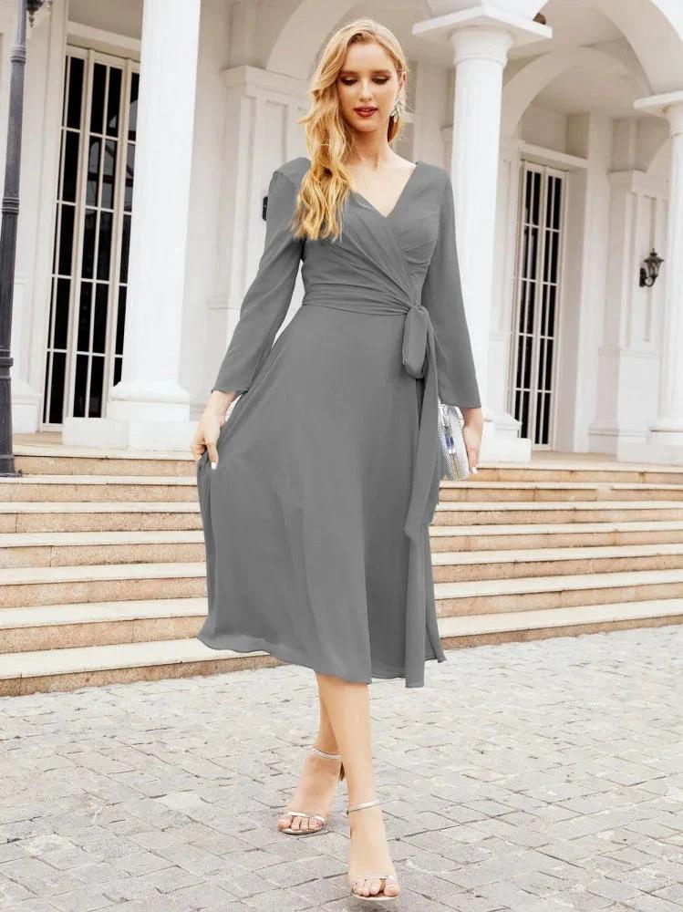 Bridesmaid Dress V-Back Waist Belt Mother of the Bride Wedding Guest SY28031 by numbersea