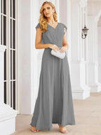 Sunnderly Bridesmaid Dresses Cape Formal Prom Dress Open Back Gowns for Mother of The Bride SY28058 by numbersea