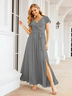 Bridesmaid Dresses with Flutter Sleeves Formal Evening Party Prom Gowns 28044 by numbersea