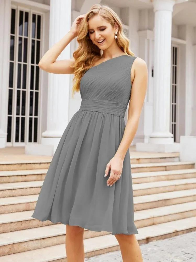 Numbersea Homecoming Dress One Shoulder Pleated Short Formal Prom Gowns 28046 by numbersea