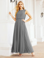 Numbersea Sleeveless Long Bridesmaid Dress A line Formal Evening Prom Gown 28025