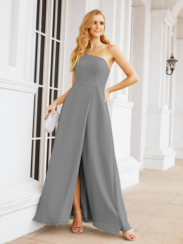 Numbersea Women's One Shoulder Formal Prom Gowns for Mother of The Bride Side Slit Bridesmaid Dresses 28052