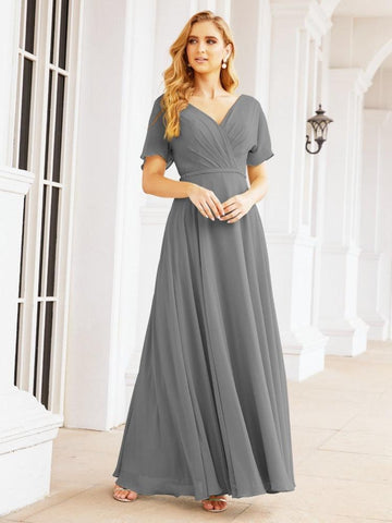 Numbersea Formal Prom Gowns for Mother of The Bride Short Sleeves Bridesmaid Dress 28049