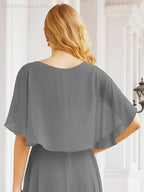 Numbersea Bridesmaid Dresses for Wedding Formal Evening Party Prom Gown with Cape 28050