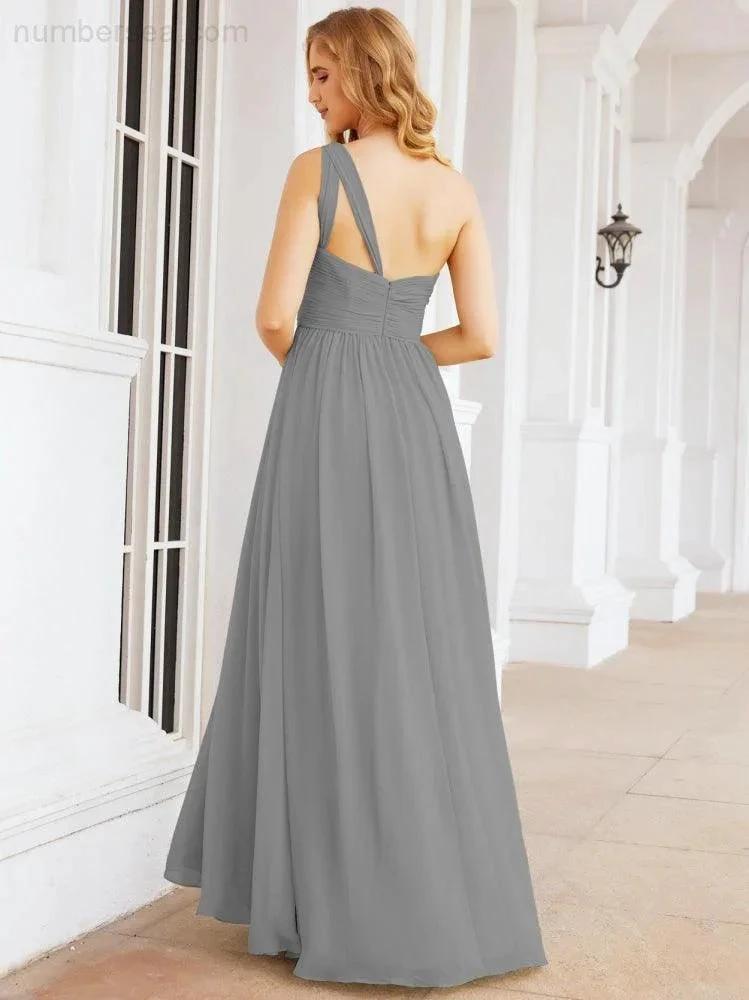 Numbersea One Shoulder Bridesmaid Dresses Long Maxi Formal Evening Party Prom Gowns 28061 by numbersea