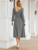 Bridesmaid Dress V-Back Waist Belt Mother of the Bride Wedding Guest SY28031 by numbersea