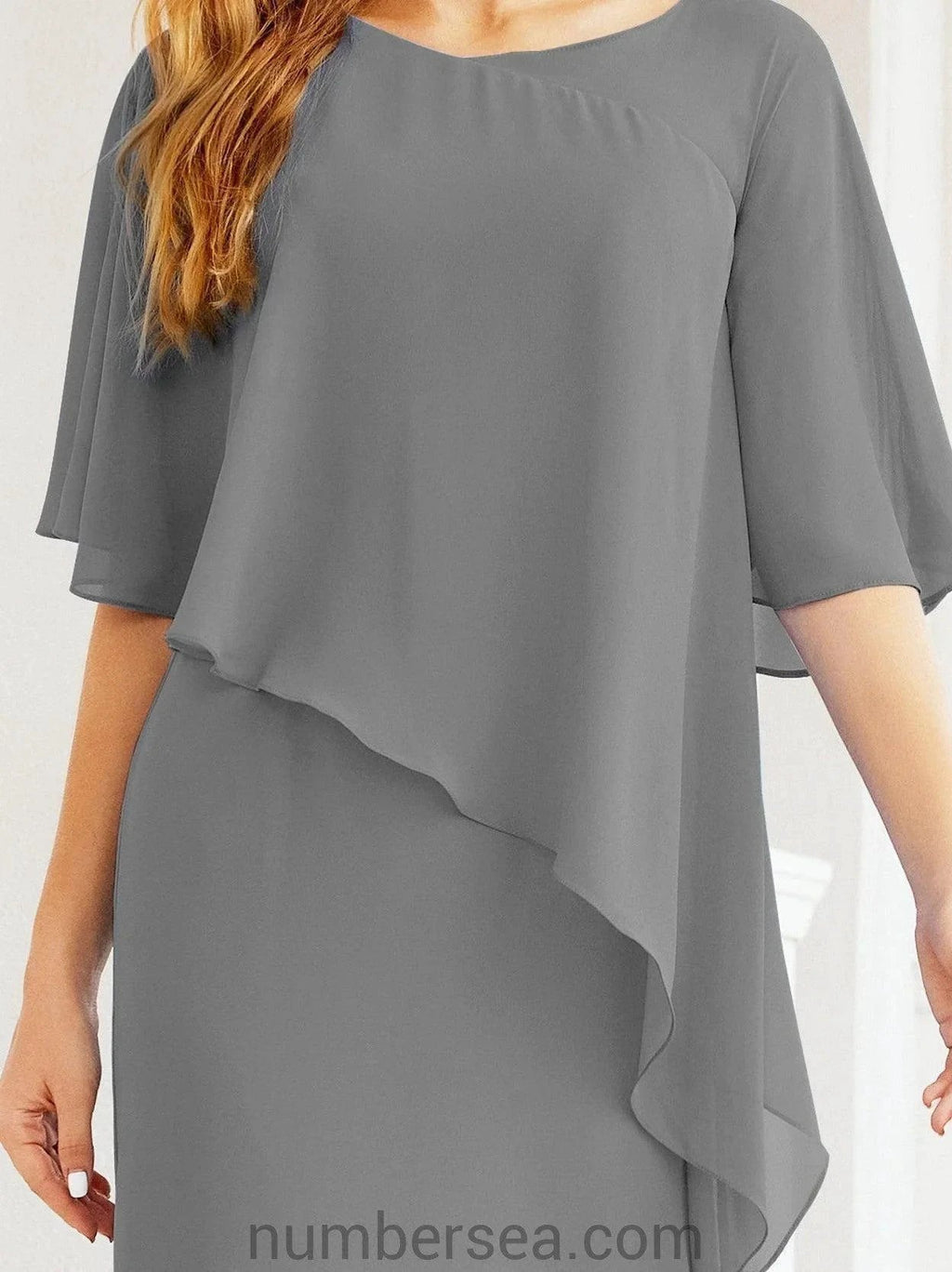 Sunnderly Formal Party Gown Dress Long Mother of The Bride Dresses with Ruffle Cape SY28026 by numbersea