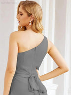 Numbersea One Shoulder Bridesmaid Dresses Long Formal Prom Gowns 28048