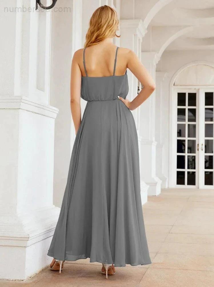 Numbersea Halter Long Bridesmaid Dresses Formal A line Juniors Dress 28029 by numbersea