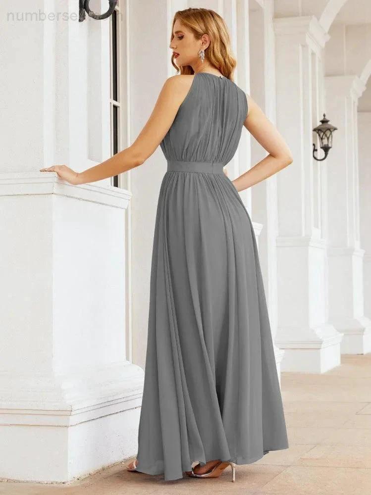 Numbersea Halter Bridesmaid Dress Empire Waist Formal Evening Prom Gown for Mother of The Bride 28030 by numbersea