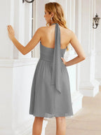 Numbersea Halter Chiffon Bridesmaid Dresses Short Sleeveless Formal Party Dress Open Back 28023 by numbersea