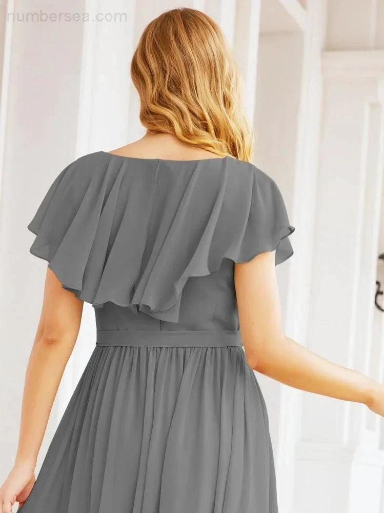 Bridesmaid Dresses with Flutter Sleeves Formal Evening Party Prom Gowns 28044 by numbersea